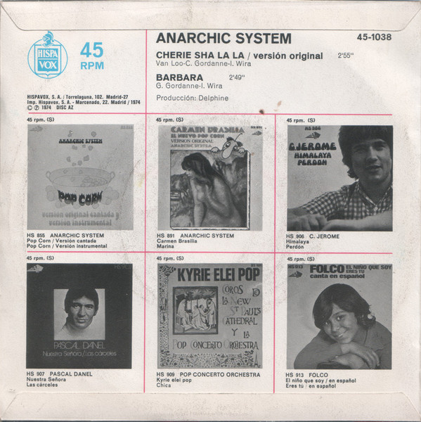 Anarchic System - Cherie Sha La La | Disc'Az (45-1038) - 2