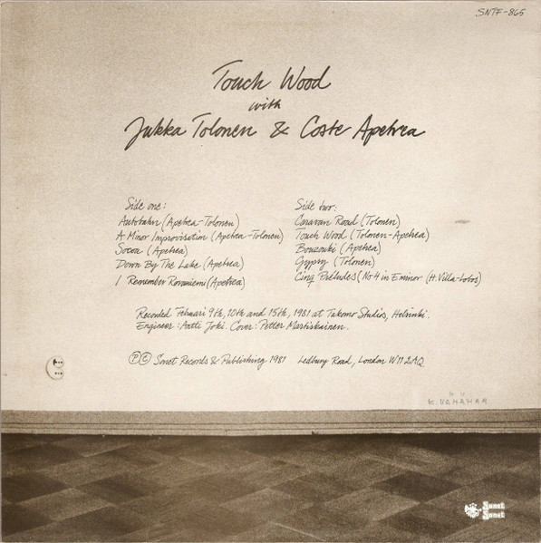 Jukka Tolonen & Coste Apetrea - Touch Wood | Sonet (SNTF 865) - 2 Jukka Tolonen & Coste Apetrea - Touch Wood | Sonet (SNTF 865) - 2