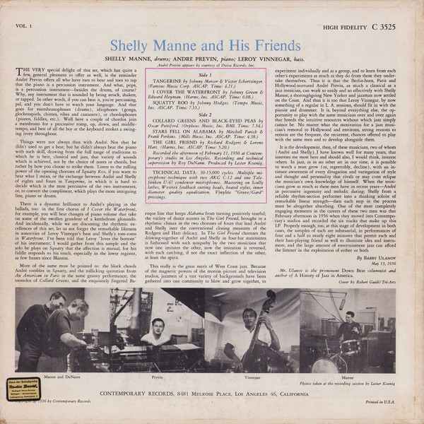 Shelly Manne & His Friends - Shelly Manne & His Friends Vol. 1 | Contemporary Records (C3525) - 2 Shelly Manne & His Friends - Shelly Manne & His Friends Vol. 1 | Contemporary Records (C3525) - 2