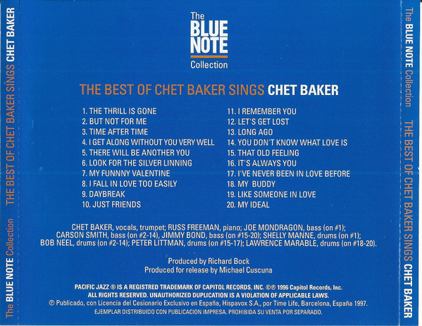 Chet Baker - The Best Of Chet Baker Sings | Pacific Jazz (0777 7 92932 2 3) - 3