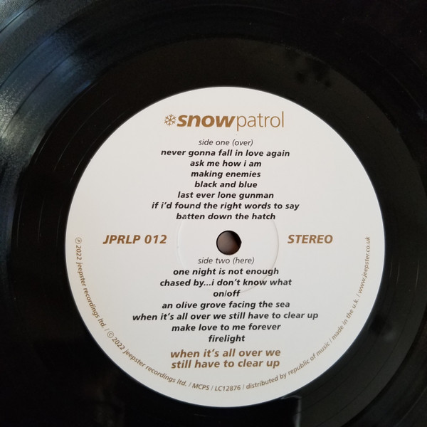 Snow Patrol - When It's All Over We Still Have to Clear Up | Jeepster Recordings (JPRLP012) - 4 Snow Patrol - When It's All Over We Still Have to Clear Up | Jeepster Recordings (JPRLP012) - 4