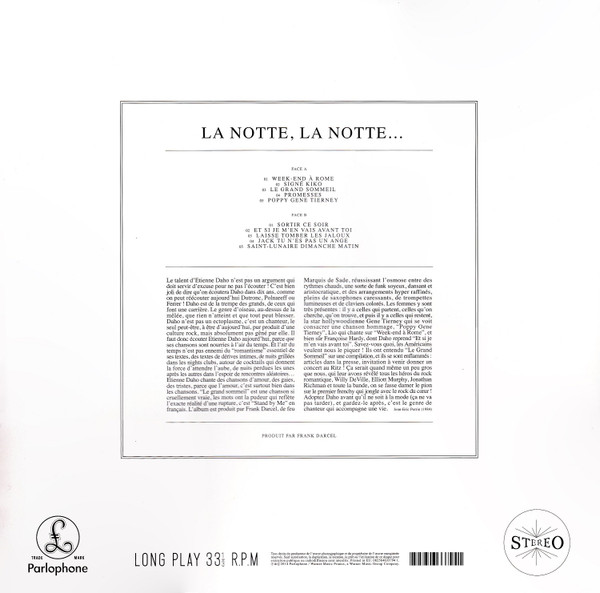 Etienne Daho - La Notte, La Notte | Parlophone (082564633794 1) - 3 Etienne Daho - La Notte, La Notte | Parlophone (082564633794 1) - 3