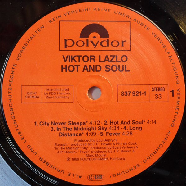Viktor Lazlo - Hot And Soul | Polydor (837 921-1) - 3 Viktor Lazlo - Hot And Soul | Polydor (837 921-1) - 3
