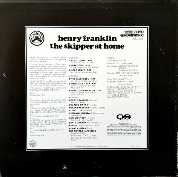 Henry Franklin - The Skipper At Home | Black Jazz Records (BJQD/17) - 2 Henry Franklin - The Skipper At Home | Black Jazz Records (BJQD/17) - 2
