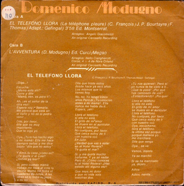 Domenico Modugno - El Teléfono Llora | Poplandia (P-30588) - 2