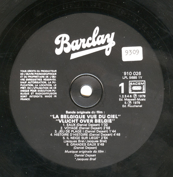 Daniel Dejean / Jacques Brel - La Bande Originale Du Film La Belgique Vue Du Ciel | Barclay (910.026) - 3 Daniel Dejean / Jacques Brel - La Bande Originale Du Film La Belgique Vue Du Ciel | Barclay (910.026) - 3