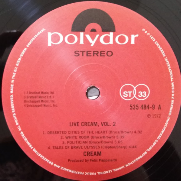Cream - Live Cream Volume II | Polydor (535484-9) - 3