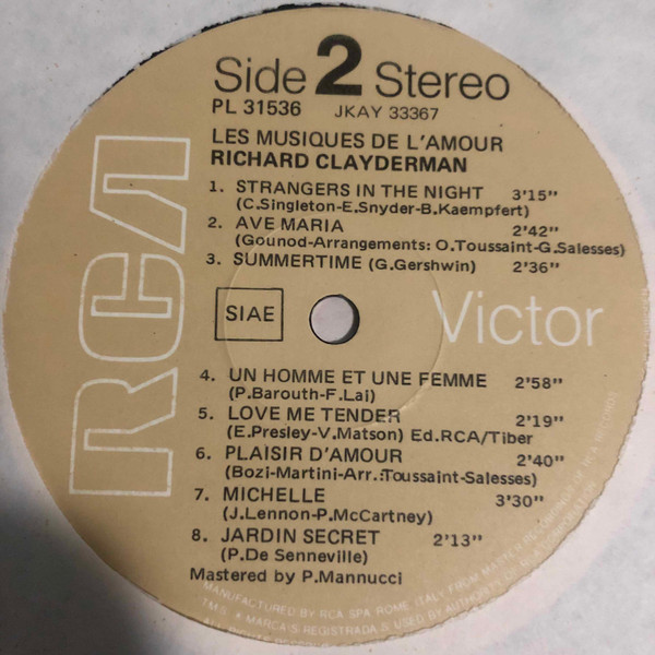 Richard Clayderman - Les Musiques De L'Amour | RCA (PL 31536) - 4
