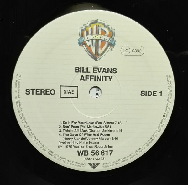 Bill Evans / Toots Thielemans - Affinity | Warner Bros. Records (WB 56 617) - 4