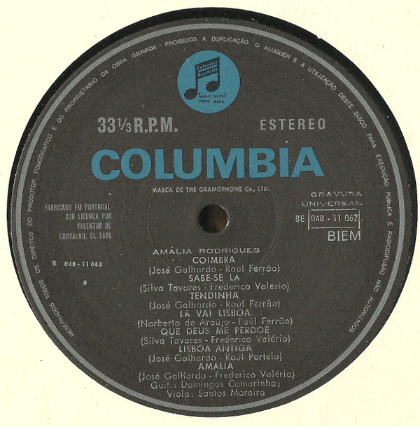Amália Rodrigues - Amália No Olympia | Columbia (11C 080-11062)