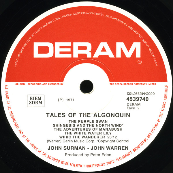 John Surman / John Warren - Tales Of The Algonquin | Deram (4539740) - 2