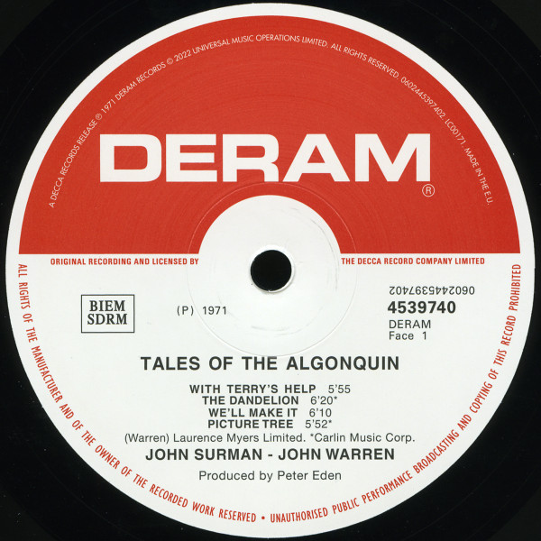John Surman / John Warren - Tales Of The Algonquin | Deram (4539740) - main