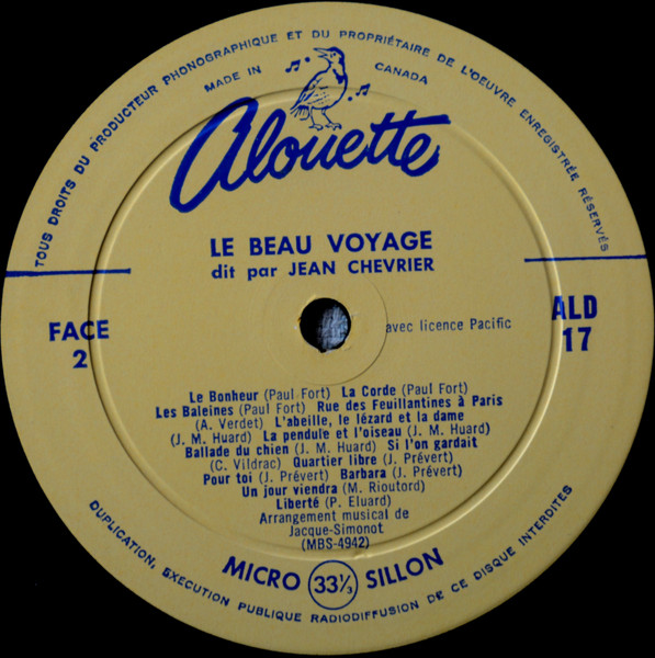Jean Chevrier - Le Beau Voyage: De Ronsard À Prévert, Volume 1 | Alouette (ALD-17) - 4 Jean Chevrier - Le Beau Voyage: De Ronsard À Prévert, Volume 1 | Alouette (ALD-17) - 4