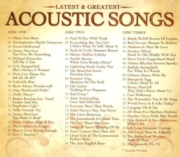 Various - Latest & Greatest Acoustic Songs | Union Square Music (USMMTCD033) - 2