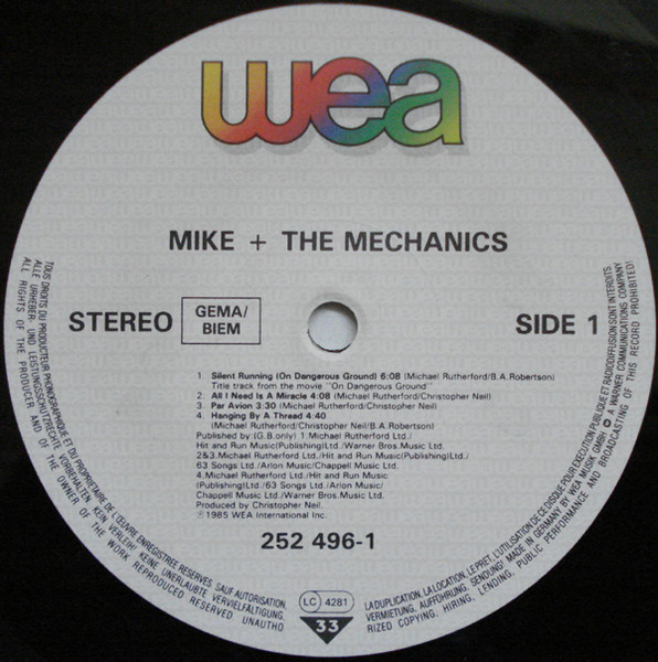 Mike & The Mechanics - Mike + The Mechanics | WEA (252 496-1) - 3