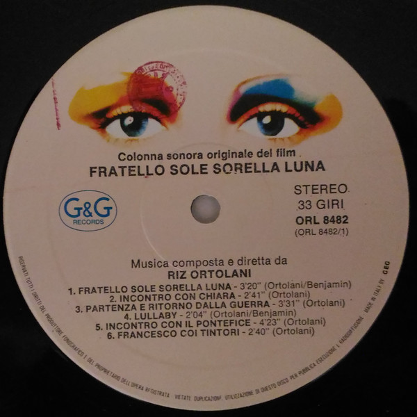Riz Ortolani - Fratello Sole Sorella Luna (Original Soundtrack) | G & G Records (ORL 8482) - 3
