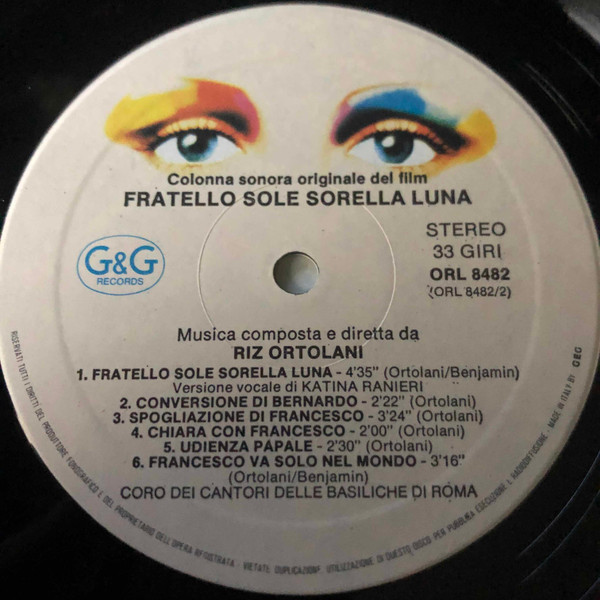 Riz Ortolani - Fratello Sole Sorella Luna (Original Soundtrack) | G & G Records (ORL 8482) - 4