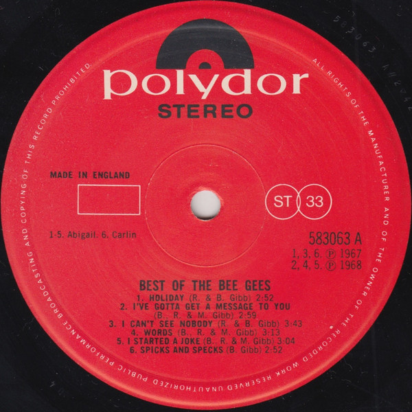 Bee Gees - Best Of Bee Gees | Polydor (583 063) - 3 Bee Gees - Best Of Bee Gees | Polydor (583 063) - 3