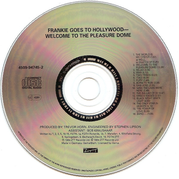 Frankie Goes To Hollywood - Welcome To The Pleasuredome | ZTT (4509-94745-2) - 3 Frankie Goes To Hollywood - Welcome To The Pleasuredome | ZTT (4509-94745-2) - 3