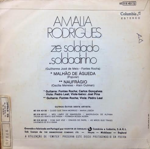 Amália Rodrigues - Zé Soldado Soldadinho | Columbia (8E 016 40173) - main