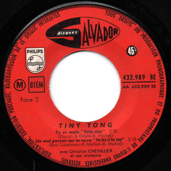Tiny Yong - Je Ne Veux Plus T'aimer = I Can't Stay Mad At You | Disques Salvador (432.989 BE) - 4