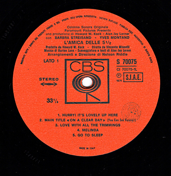 Barbra Streisand E Yves Montand - L'Amica Delle 5 ½ (On A Clear Day You Can See Forever) | CBS (70075) - 3 Barbra Streisand E Yves Montand - L'Amica Delle 5 ½ (On A Clear Day You Can See Forever) | CBS (70075) - 3