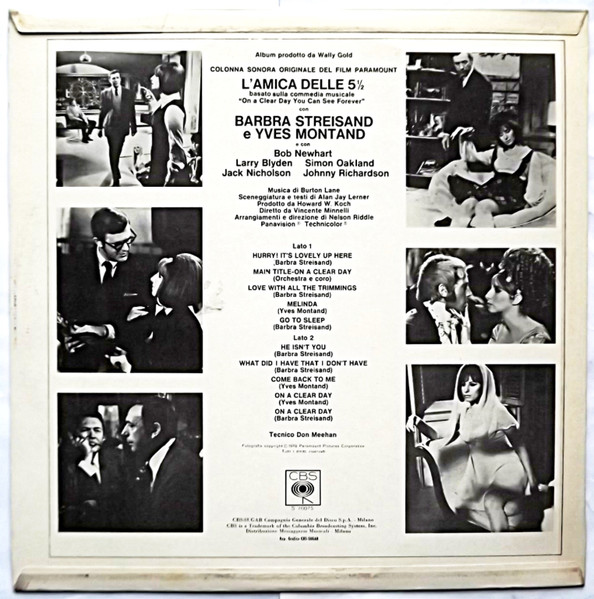 Barbra Streisand E Yves Montand - L'Amica Delle 5 ½ (On A Clear Day You Can See Forever) | CBS (70075) - 2 Barbra Streisand E Yves Montand - L'Amica Delle 5 ½ (On A Clear Day You Can See Forever) | CBS (70075) - 2