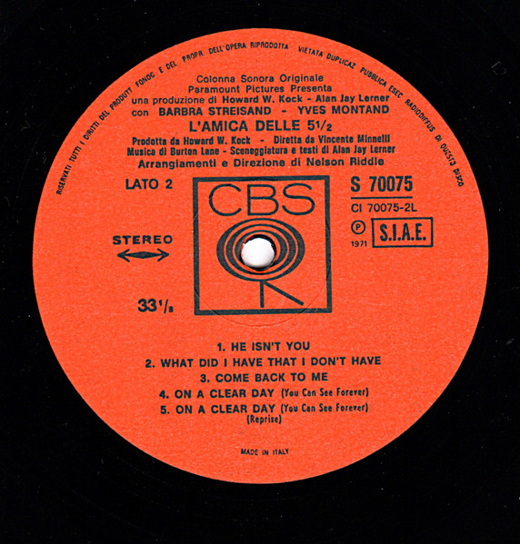 Barbra Streisand E Yves Montand - L'Amica Delle 5 ½ (On A Clear Day You Can See Forever) | CBS (70075) - 4 Barbra Streisand E Yves Montand - L'Amica Delle 5 ½ (On A Clear Day You Can See Forever) | CBS (70075) - 4
