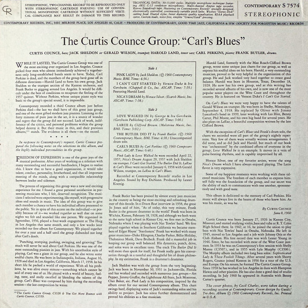 The Curtis Counce Group - Carl's Blues | Contemporary Records (S7574) - 2 The Curtis Counce Group - Carl's Blues | Contemporary Records (S7574) - 2