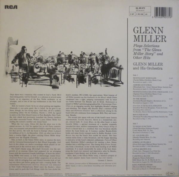 Glenn Miller And His Orchestra - Glenn Miller Plays Selections From "The Glenn Miller Story" And Other Hits | RCA (NL 89073) - 2