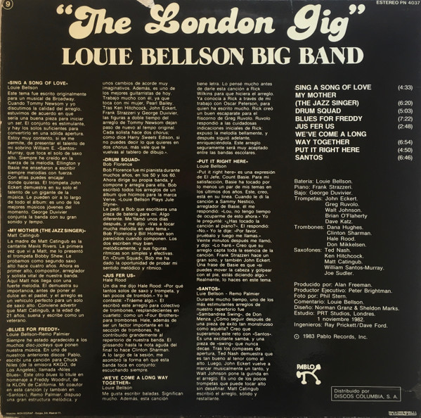 Louie Bellson Big Band - "The London Gig" | Pablo Records (PN 4037) - 2 Louie Bellson Big Band - "The London Gig" | Pablo Records (PN 4037) - 2