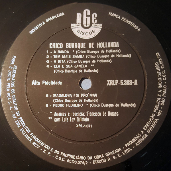 Chico Buarque De Hollanda - Chico Buarque De Hollanda | RGE (XRLP-5.303) - 3