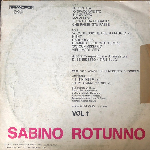 Sabino Rotunno - 'A Recluta | Triandros Record (DBRTS 001) - 2 Sabino Rotunno - 'A Recluta | Triandros Record (DBRTS 001) - 2
