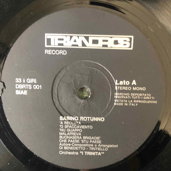 Sabino Rotunno - 'A Recluta | Triandros Record (DBRTS 001) - 3 Sabino Rotunno - 'A Recluta | Triandros Record (DBRTS 001) - 3