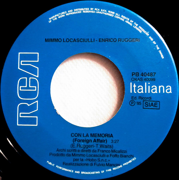 Mimmo Locasciulli & Enrico Ruggeri - Confusi In Un Playback / Con La Memoria | RCA (PB 40487) - 4