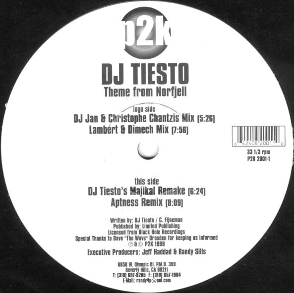 DJ Tiësto - Theme From Norefjell | P2K (P2K 2001-1) - main