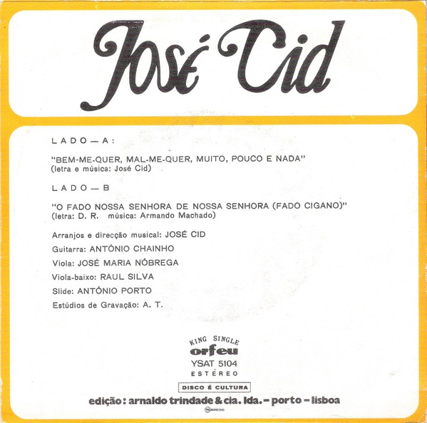José Cid - Bem-Me-Quer, Mal-Me-Quer, Muito, Pouco E Nada | Orfeu (YSAT 5104) - 2