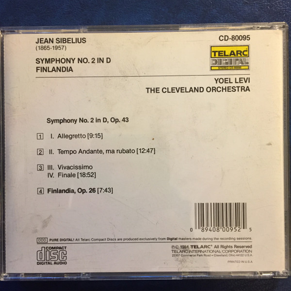 Jean Sibelius , The Cleveland Orchestra , Yoel Levi - Symphony No. 2 In D / Finlandia | Telarc (CD-80095) - 3