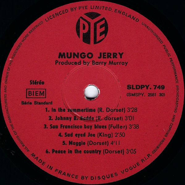 Mungo Jerry - In The Summertime | Pye Records (SLDPY 749) - 3 Mungo Jerry - In The Summertime | Pye Records (SLDPY 749) - 3