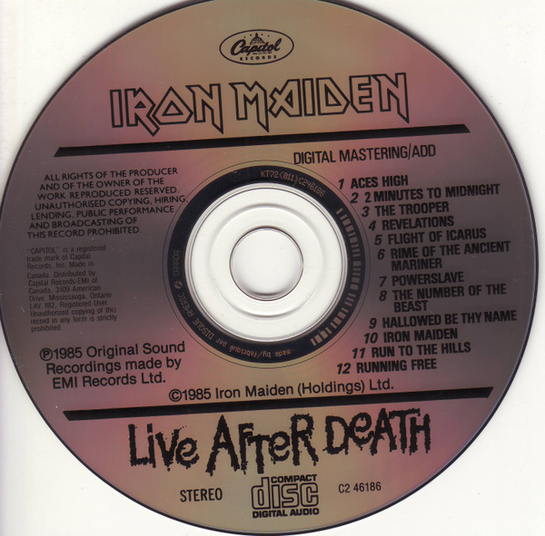 Iron Maiden - Live After Death [CD] | Capitol Records (C2 46186) - 3