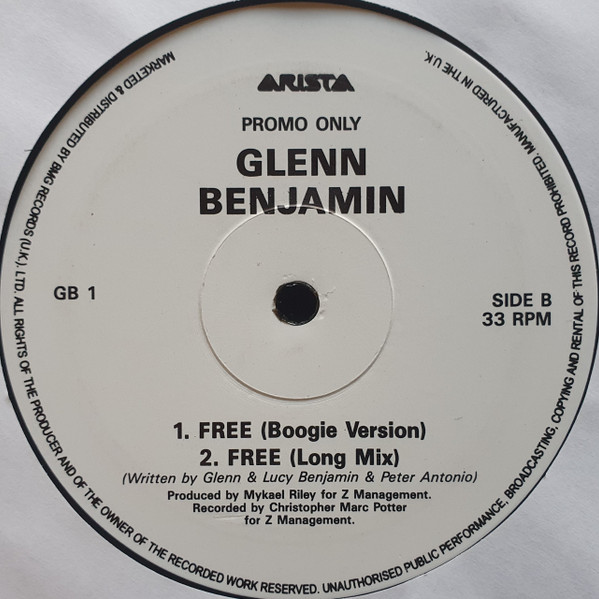 Glenn Benjamin - Free | Arista (GB 1) - 2