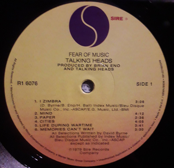 Talking Heads - Fear Of Music | Sire (081227965549) - 3 Talking Heads - Fear Of Music | Sire (081227965549) - 3