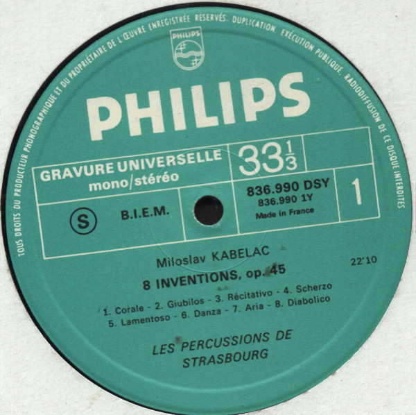 Maurice Ohana , Miloslav Kabeláč , Les Percussions De Strasbourg - 4 Études Chorégraphiques / 8 Inventions | Philips (836.990 DSY) - 4 Maurice Ohana , Miloslav Kabeláč , Les Percussions De Strasbourg - 4 Études Chorégraphiques / 8 Inventions | Philips (836.990 DSY) - 4