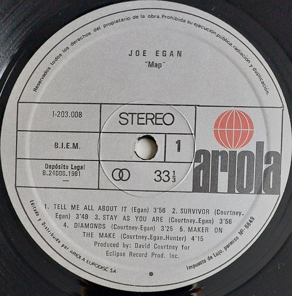 Joe Egan - Map - Vinilo | Ariola (I-203 008) - 3