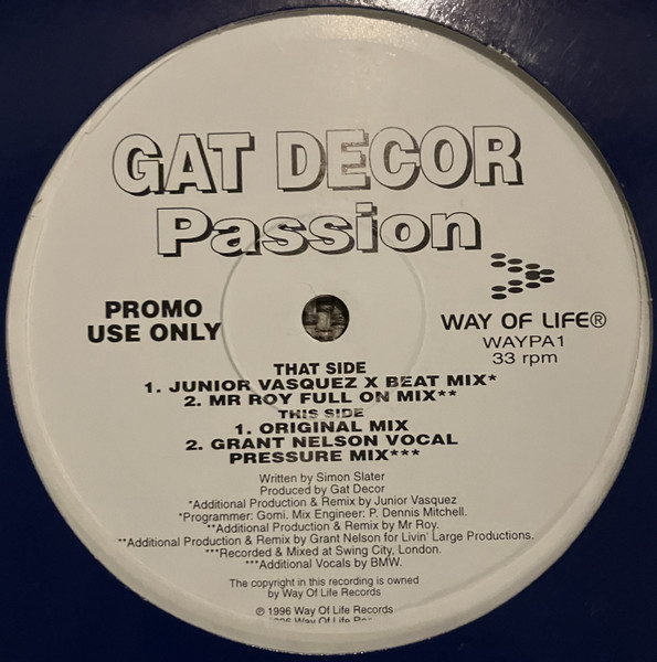Gat Decor - Passion | Way Of Life Records (WAYPA 1) - main