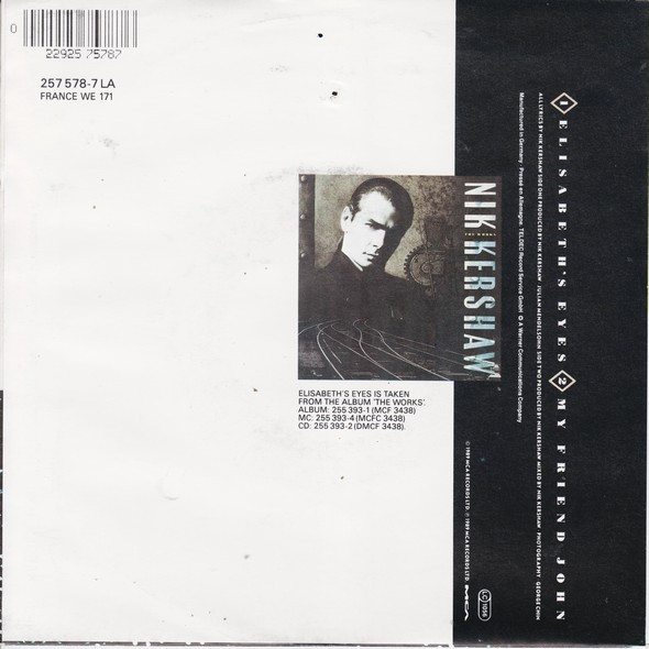 Nik Kershaw - Elisabeth's Eyes | MCA Records (257 578-7) - 2 Nik Kershaw - Elisabeth's Eyes | MCA Records (257 578-7) - 2