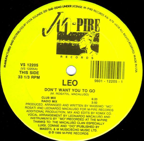 Lenny Macaluso - Don't Want You To Go | M-Pire Records (VS 12205) - main