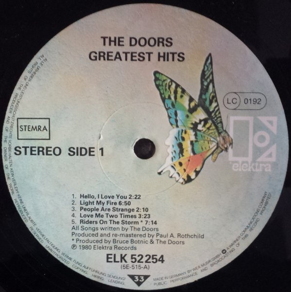 The Doors - Greatest Hits | Elektra (ELK 52254) - 2 The Doors - Greatest Hits | Elektra (ELK 52254) - 2
