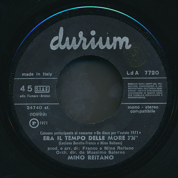 Mino Reitano - Era Il Tempo Delle More | Durium (Ld A 7720) - 3