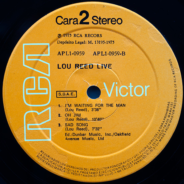 Lou Reed - Lou Reed Live | RCA Victor (APL1-0959) - 4